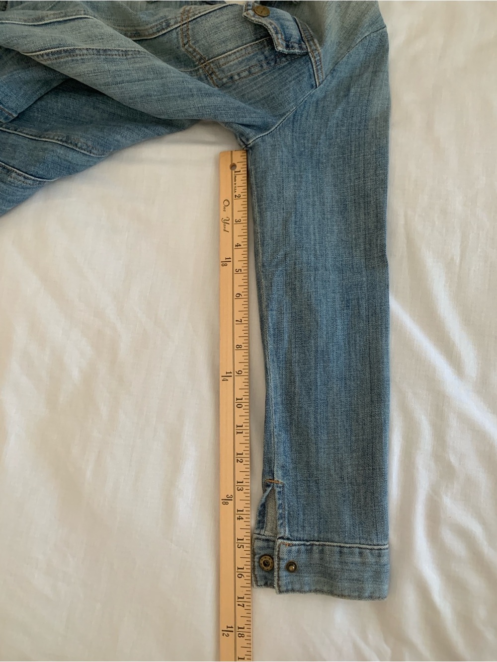 Current/Elliott The Mechanic Denim Jacket Blue Super Loved Wash EUC Size 0 - Picture 7 of 9